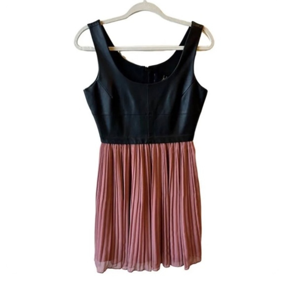 JACK Dress Faux Leather Sleeveless Tank Pleated Chiffon Skirt Size 0